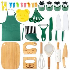 20 PCS Kids Safe Knife Set for Real Cooking, Montessori Kitchen Tools for Tod...