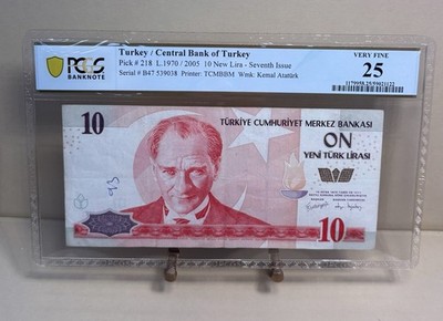 2005 Turkey- 10 New Lira- PCGS VERY FINE 25