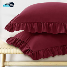 Ruffle Pillow Cases Standard Size Set of 2 Ruffled Pillow Covers with Envelope