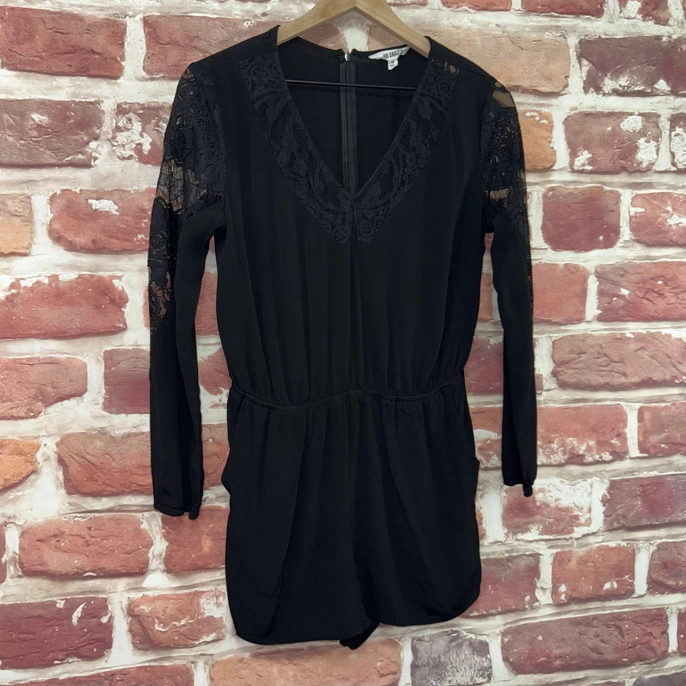 BB Dakota шорты Детский комбинезон средний черный цветочный кружевной акцент карман повседневный - Изображение 2 из 4