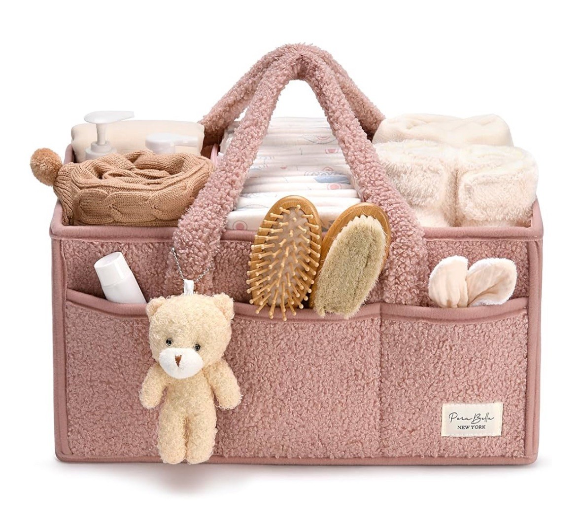 Perabella Baby Diaper Caddy Organizer with Handle - Powder Pink 