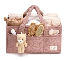 Perabella Baby Diaper Caddy Organizer with Handle - Powder Pink 