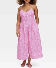 NWT Roller Rabbit x Target Pink & White Paisley Midi Sundress with Pockets Sz L