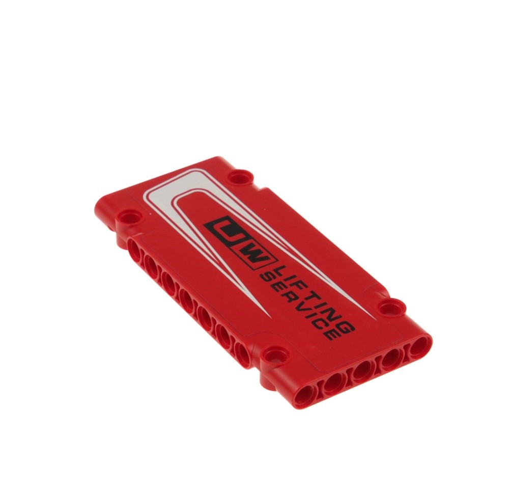 1X Lego Technic Panel 5X11X1 Red Sticker UW LIFTING SERVICE Left 64782pb008L