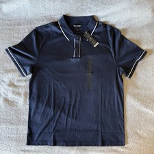 Banana Republic Men's Luxe Touch Navy Polo Shirt L Tailored Fit 100 Cotton