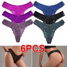 6 Pack Women Sexy Lace Briefs Underwear Panties Knickers Lace G-string Thongs