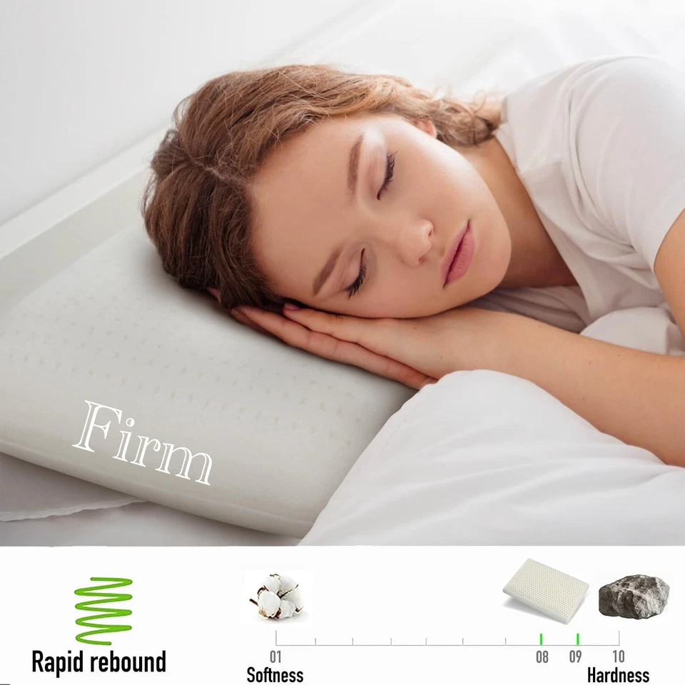 Almohada de látex 100 % natural con funda de algodón extraíble (estándar, firme), resistente... Foto 4 de 4