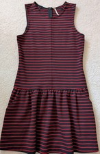 Free People Tank Dress Womens Small Black Striped Mini Pockets Casual *