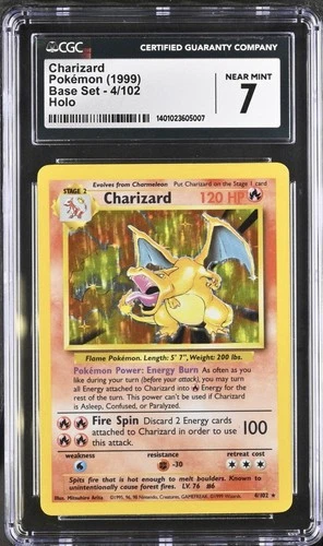 CGC 7 CHARIZARD POkemon Baset Set 1999 4/12 Holo Near Mint