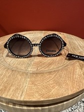 New York Sunglasses Retro Bling SUN GLASSES Round Frame Large Rhinestones SH5