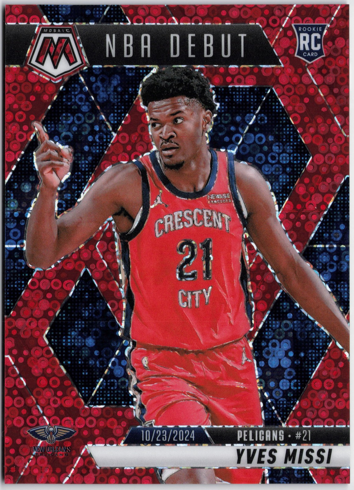 2024-25 Panini Mosaic #255 Yves Missi Fast Break Red Mosaic #/99