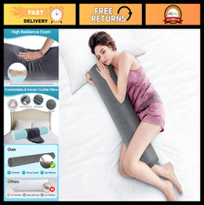 Long Memory Foam Body Pillow - Full-Size Cylindrical Bolster with Washable Cover