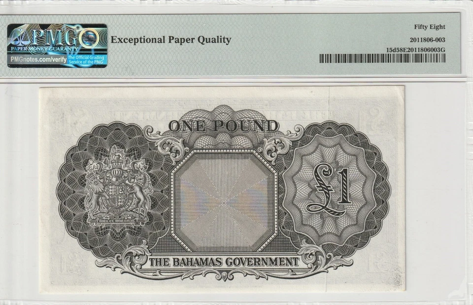 i-001516 Bahamas 1 Pound 1936 (ND 1963). PMG 58 EPQ - Image 2 of 2