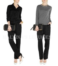 GUCCI PANTS BLACK CROCODILE PRINT SILK JACQUARD TROUSERS $1,100 IT 40 US 4