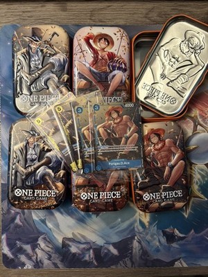 One Piece Tin Pack Set with Sabo P073 Ace P074 Tins Are Empty No