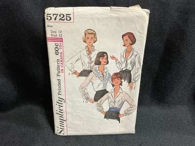 Simplicity 5725 Miss Fitted Evening/work Blouse Size 12 Bust 32 CUT