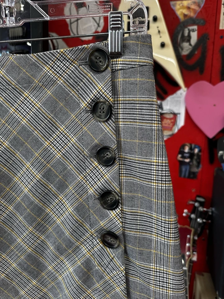 Anti Blue Women’s Plaid Mini Skirt Size 7 Y2K Vintage Front Buttons Grunge 90s - Image 2 of 4