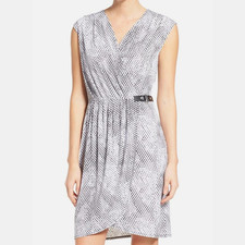 MICHAEL KORS Women’s Snake Print Side Buckle Faux Wrap Minimalist Chic Dress