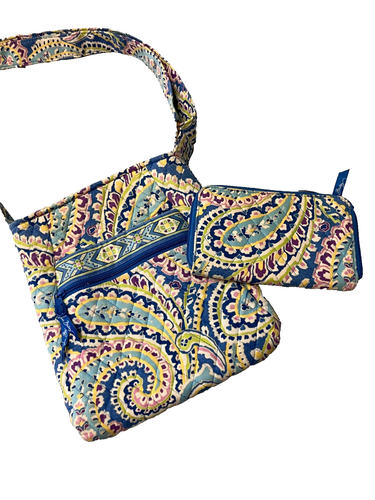 Vera Bradley Crossbody Purse With Matching Wallet blue purple paisley