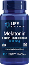 Life Extension Melatonin 6 Hour Timed Release, 300 mcg, Extended-Release...
