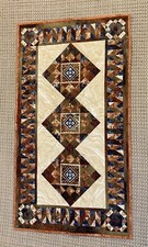 Handmade Quilted Table Runner Wall Hanging Geometric Patchwork 37x19in Decor