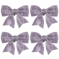 4 Pcs Women Bow Shoe Clips Satin Detachable Bowknot Shoe Clips Grey Purple