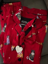 NWT PJ Salvage Women's Fluff You Cotton Flannel PJ Set in Red XS
