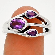 Natural African Amethyst 925 Sterling Silver Ring s.8 Jewelry R-1024