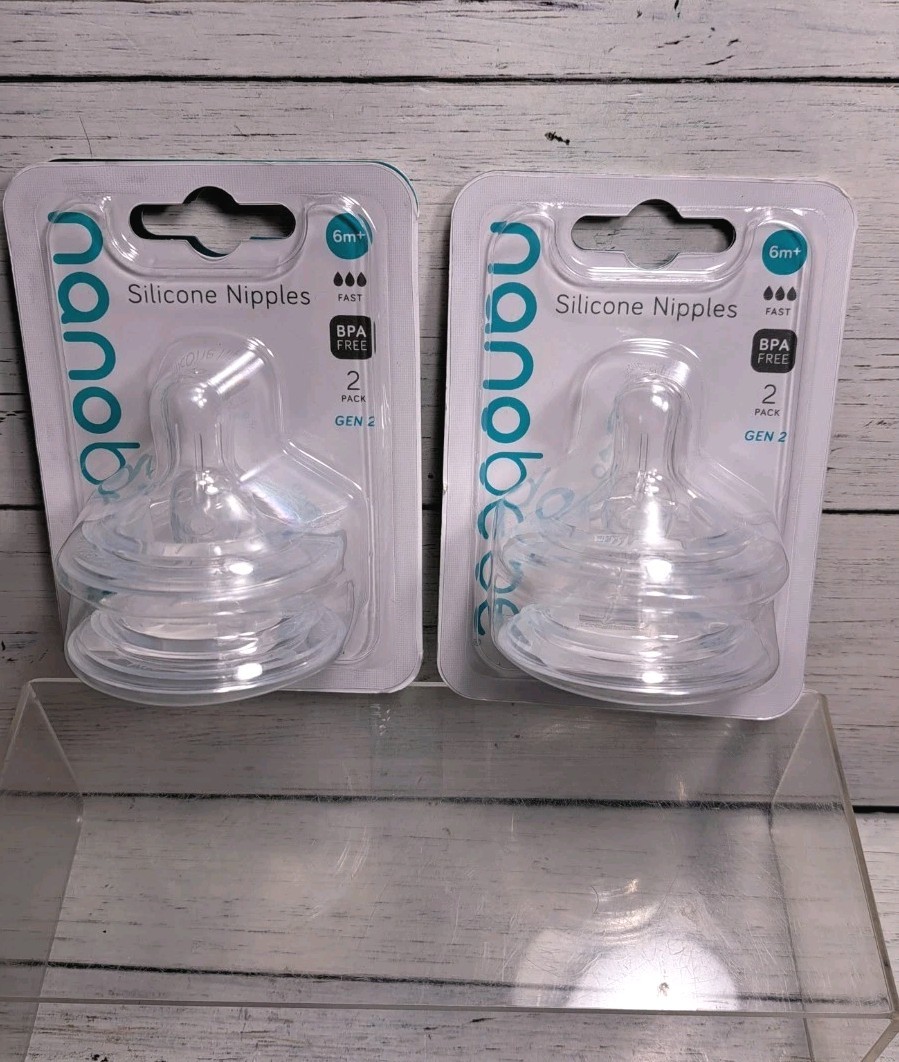 Nanobebe Silicone Anti-Colic Baby Bottle Nipples 4 Pack Fast