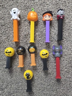 Halloween Pez Dispensers Lot of 10 Bats Witch Ghost Pumpkin Vampire Spooky Fall