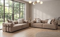 Sofa Set 2X 3 Sitzer Modern Beige Elegant Couch Polstersofa MöBel
