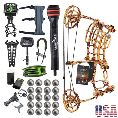 30-60lbs Dual-use Compound Bow Kit Steel Ball Arrows Fishing Sports Field Target