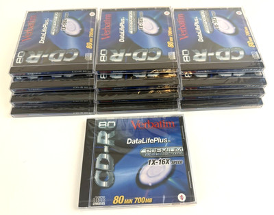 Lot Of 13~Verbatim~CD-R~Premium AZO Blue Technology~80 Min. 700MB~Recordable CD