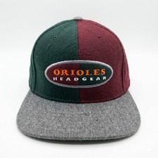 Vintage 90s Baltimore Orioles Blockhead Hat Wool Colorblock American Needle USA