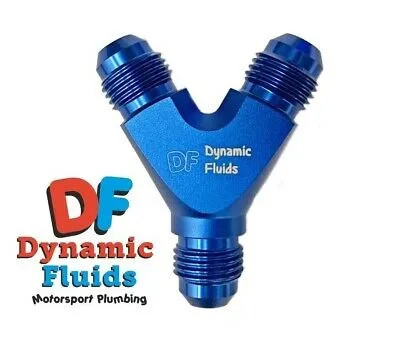 (AN6) -6 3-Wege Y Stück Block Billet Aluminium Stecker Adapter Fitting in blau 