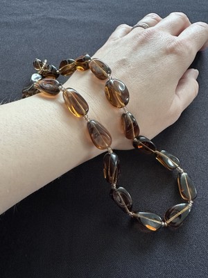 Klassische klare braune Nugget Glasperlen Samen Statement Halsband Halskette