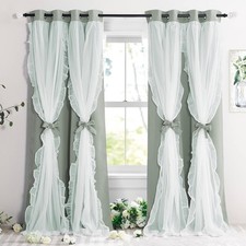 PONY DANCE Blackout Curtains 52"W x 84"L Pack of 2 , Sage Green