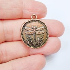 Dragonfly Animal Charms, Double Sided Charm Antique Copper 28x24mm G37909