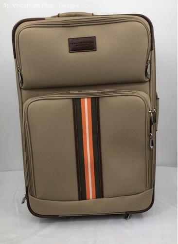 Vintage Tommy Hilfiger 24" Beige Rolling Carry-On Suitcase Luggage Expandable