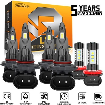 6x 6000K White LED Headlight + Fog Light Bulbs Kits For Nissan Quest 2004-2009