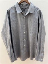 Eddie Bauer Relaxed Fit Wrinkle Free Gray striped Long Sleeve Mens Shirt 3XL