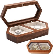 Ring Box for Wedding Ceremony, Wooden Ring Bearer Box, Velvet Ring Box White