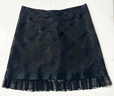 CHANEL 2007 Spring Runway Black Crinkled Silk Lace Mesh Mini Skirt FR 40