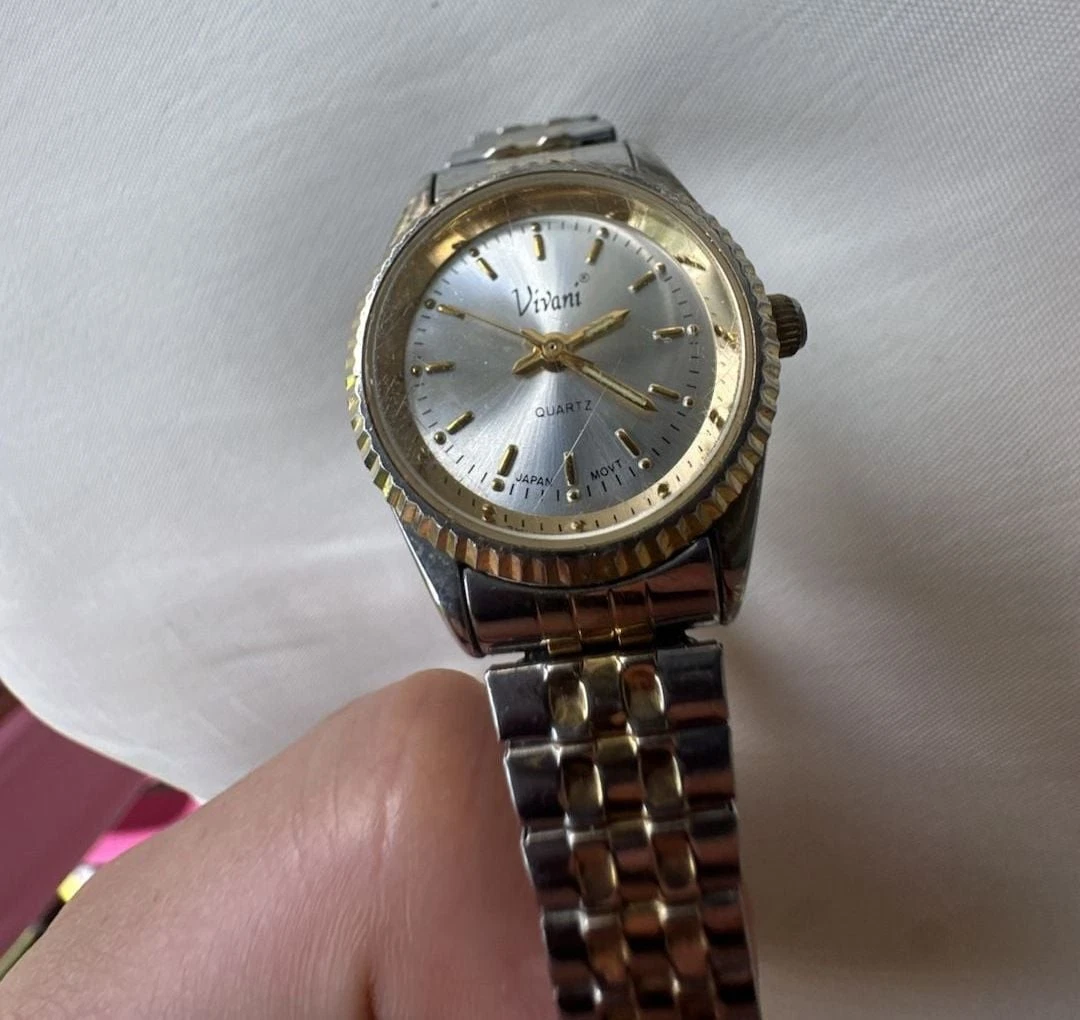 Vintage Vivani Crystal Accent Bracelet Watch Quartz New Battery Working VIVANI Quartz Battery Wristwatches for sale | eBay main image 2