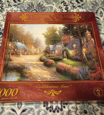 Ceaco Thomas Kinkade Cobblestone Lane 1000 Pc Jigsaw Puzzle 27x20 Multi-Color