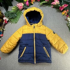 OshKosh B' Gosh Baby Hooded Puffer Jacket Coat Blue Yellow Full Zip Size 5T