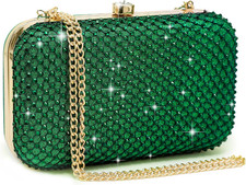 Womens Rhinestone Clutch Purse Sparkling Evening Bag with Crystal Clasp for Form