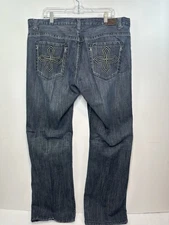 Flypaper Men’s Jeans 40x32 Straight Leg Dark Wash Embroidered Cross Pockets