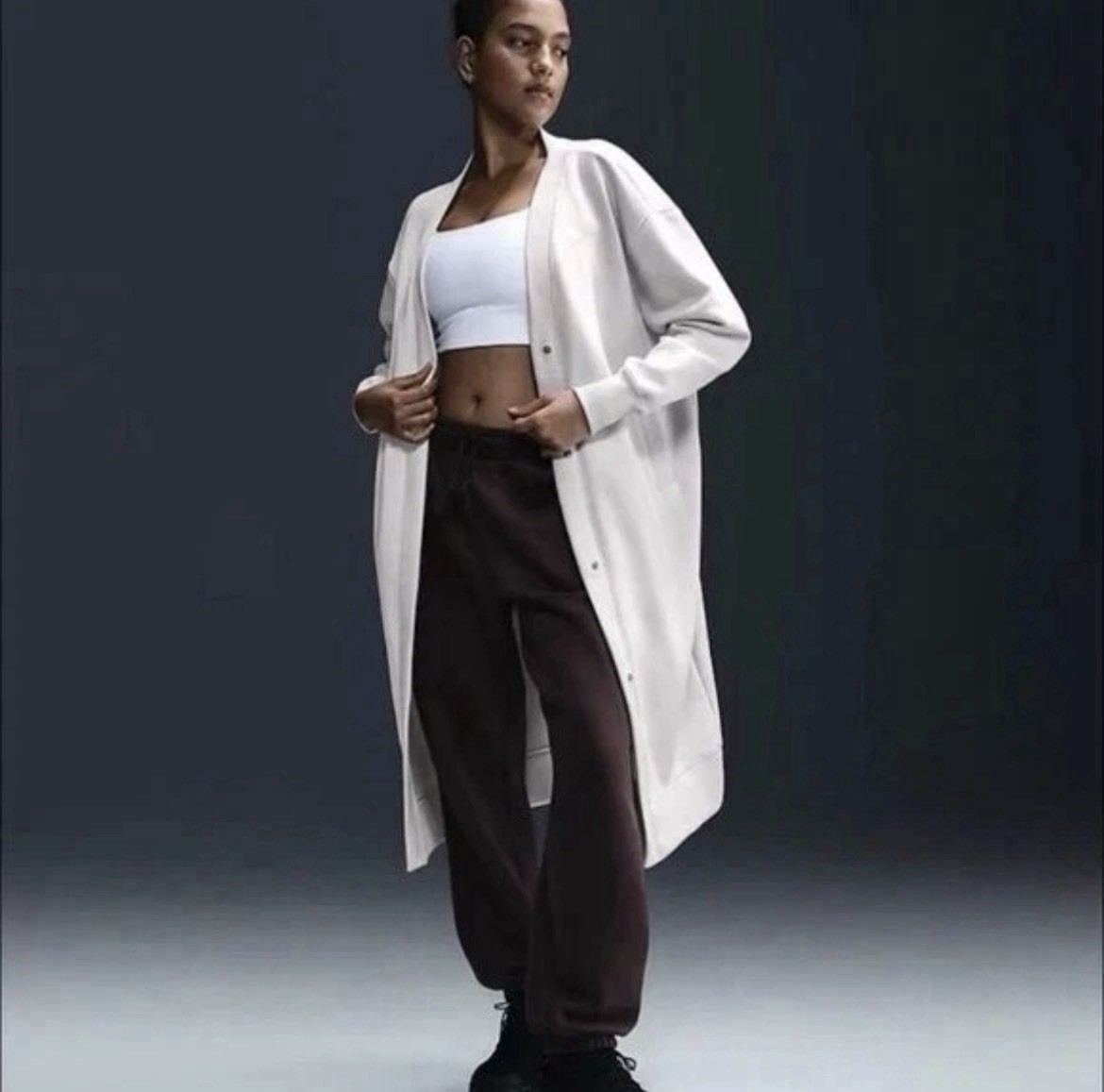 Size M Nike Women Phoenix Fleece Oversized Long Cardigan FV8036