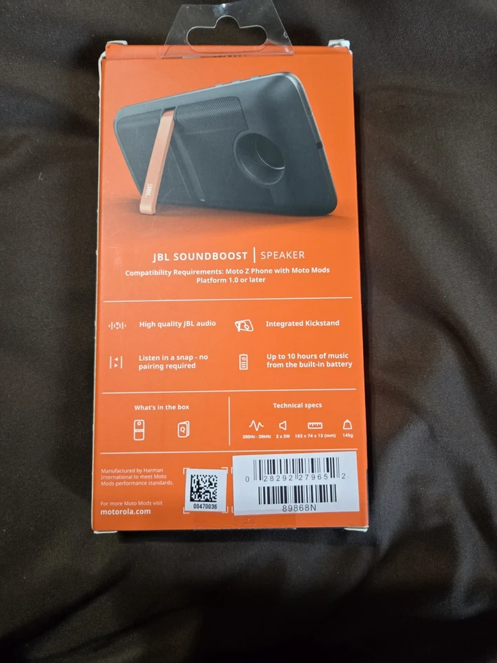 Altavoz JBL SoundBoost para Motorola Moto Z Family - Negro Foto 2 de 2